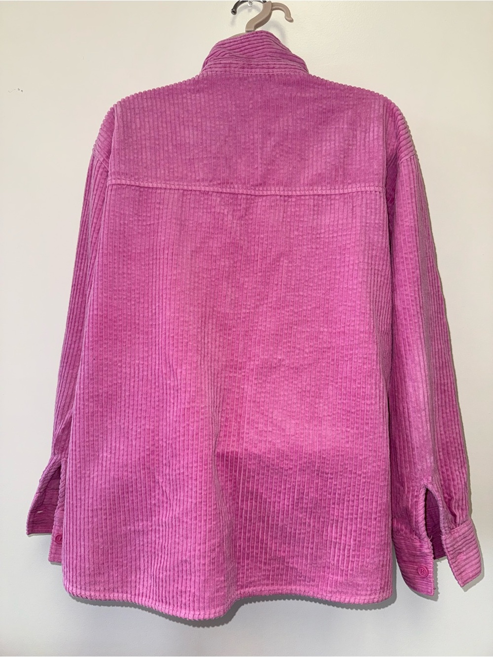 Divided (Medium) Hot Pink Ribbed Button Up - Picture 3 of 4